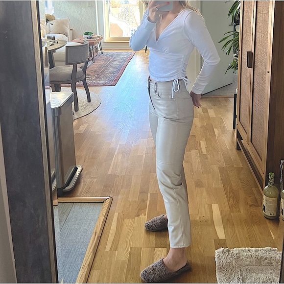 GAP Taupe Faux Leather Straight Ankle Length Pants - Picture 2 of 2